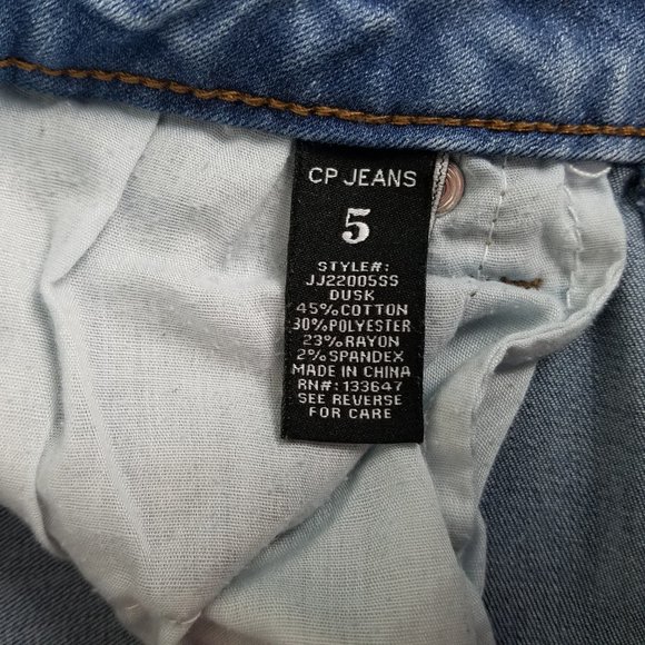 CP Jeans Juniors 5 Mid Rise Womens Two Tone Skinny Leg Light Wash Blue Denim - Picture 8 of 13